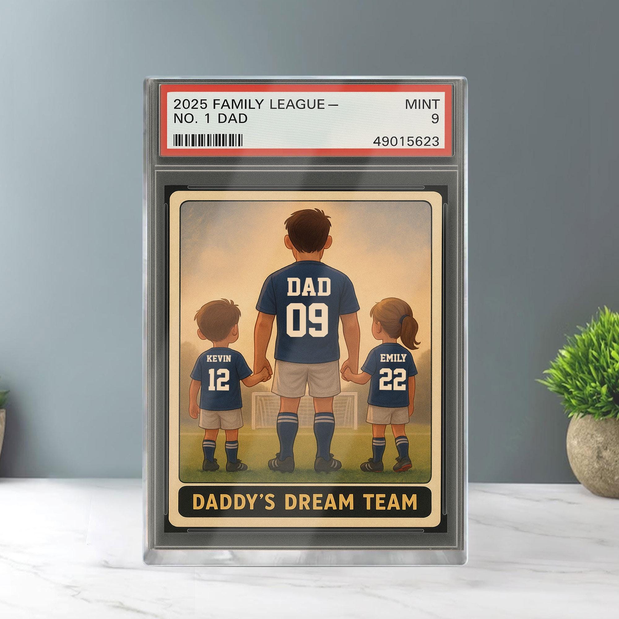 Soccer No.1 Dad Grandpa Man And Kids Trading Card Style Personalized Acrylic Block, Fathers Day Gift For Soccer Dad, ...