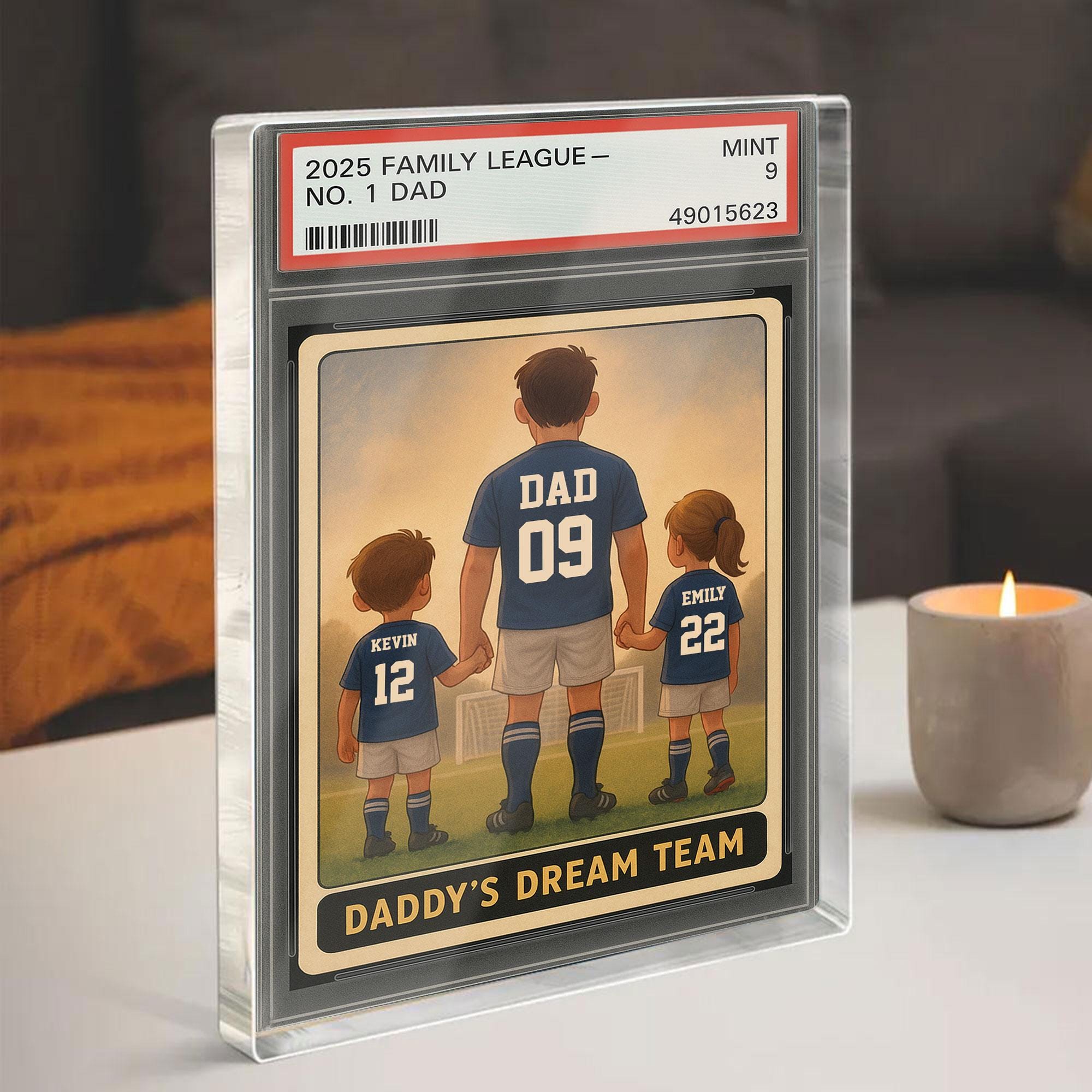 Soccer No.1 Dad Grandpa Man And Kids Trading Card Style Personalized Acrylic Block, Fathers Day Gift For Soccer Dad, ...