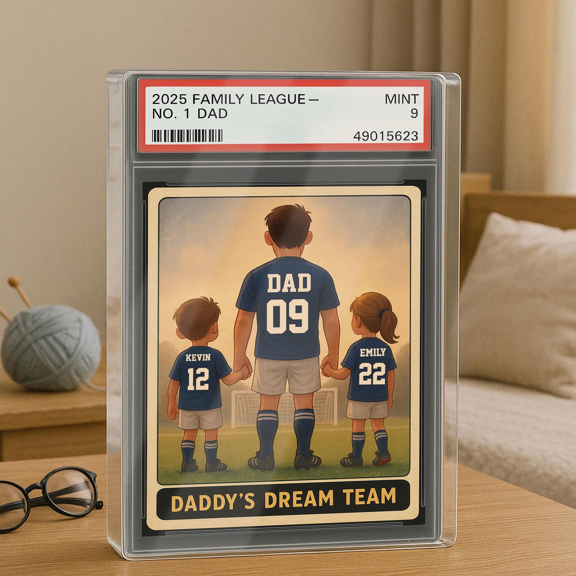 Soccer No.1 Dad Grandpa Man And Kids Trading Card Style Personalized Acrylic Block, Fathers Day Gift For Soccer Dad, ...