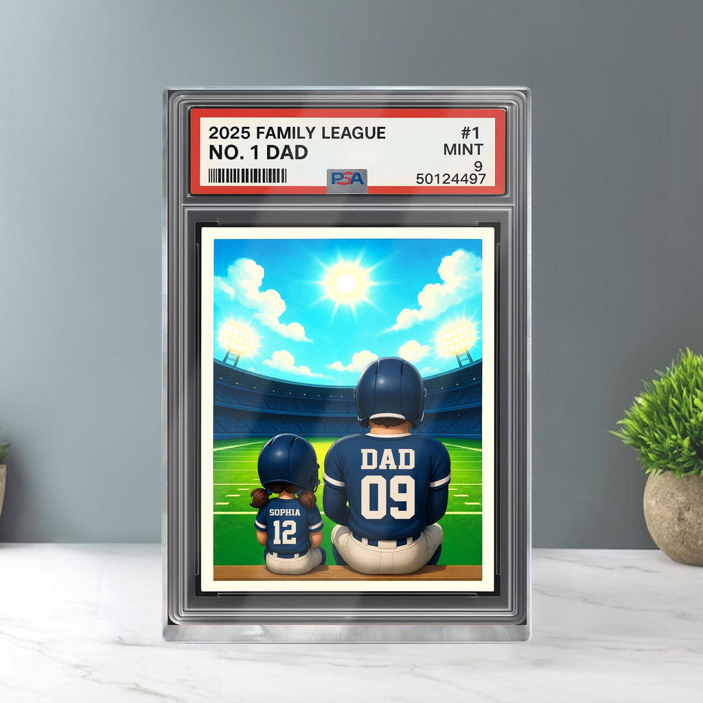 Football No.1 Dad Personalized Trading Card Acrylic Block Plaque, Sport Dad Keepsake, Dad & Kids Decor, Custom Father...