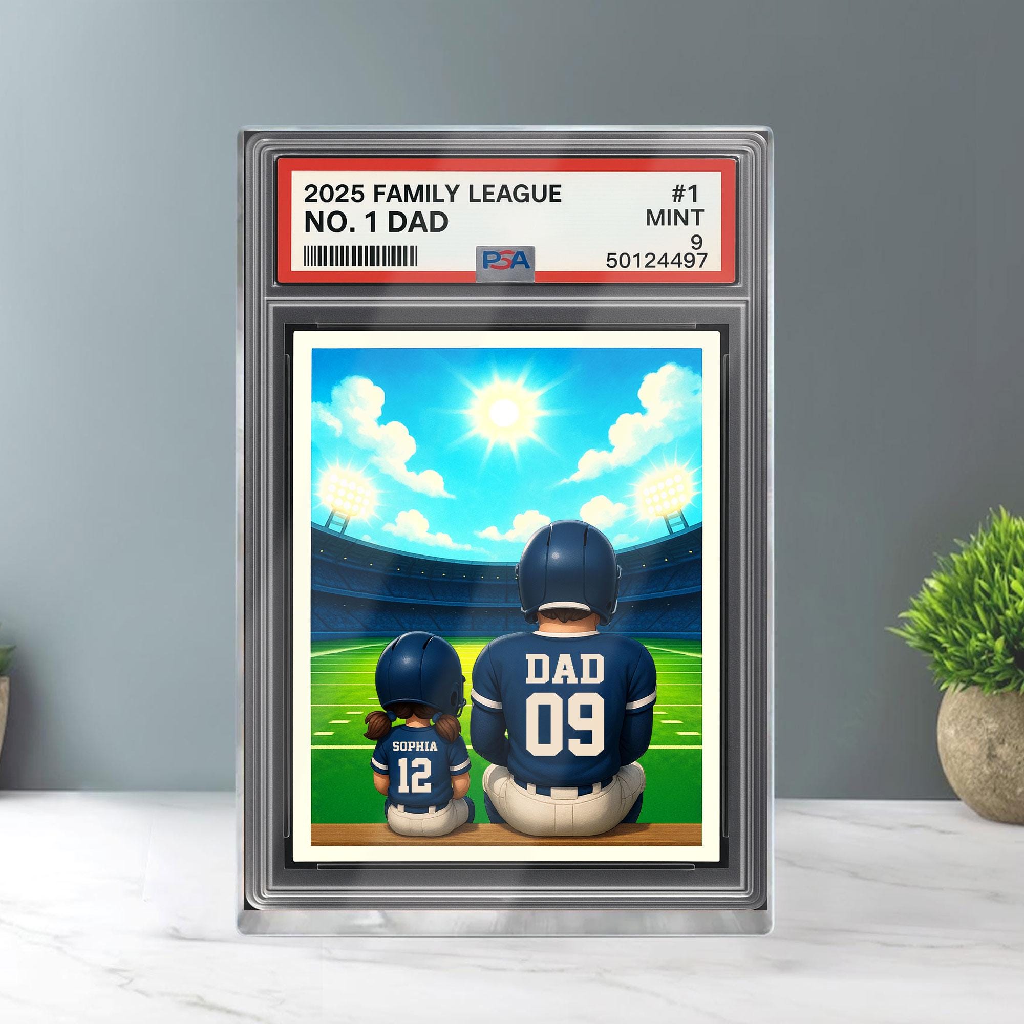 Football No.1 Dad Personalized Trading Card Acrylic Block Plaque, Sport Dad Keepsake, Dad & Kids Decor, Custom Father...