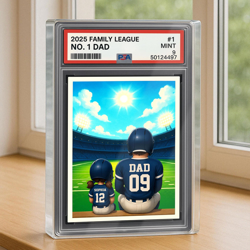 Football No.1 Dad Personalized Trading Card Acrylic Block Plaque, Sport Dad Keepsake, Dad & Kids Decor, Custom Father...