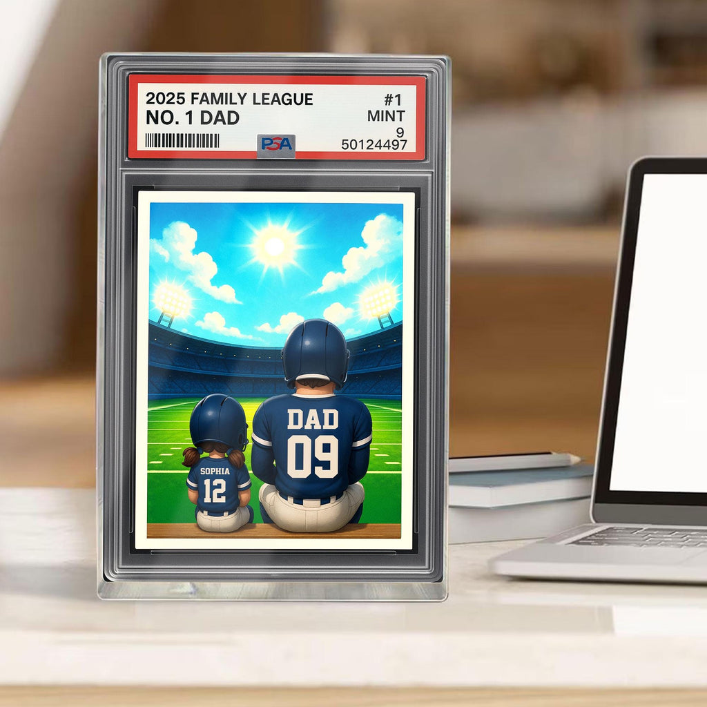 Football No.1 Dad Personalized Trading Card Acrylic Block Plaque, Sport Dad Keepsake, Dad & Kids Decor, Custom Father...