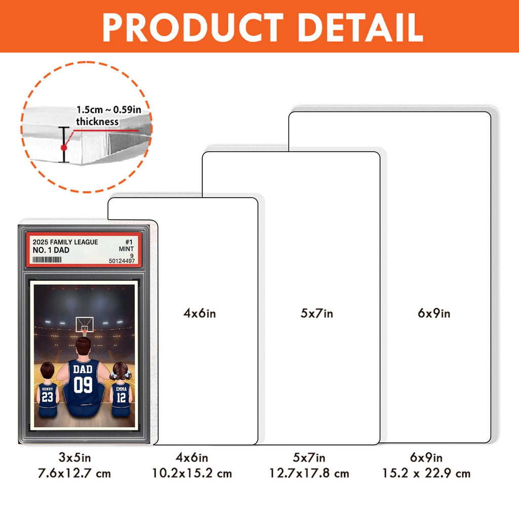 Basketball No.1 Dad Man And Kids Trading Card Style Personalized Acrylic Block, Fathers Day Gift For Basketball Dad, ...