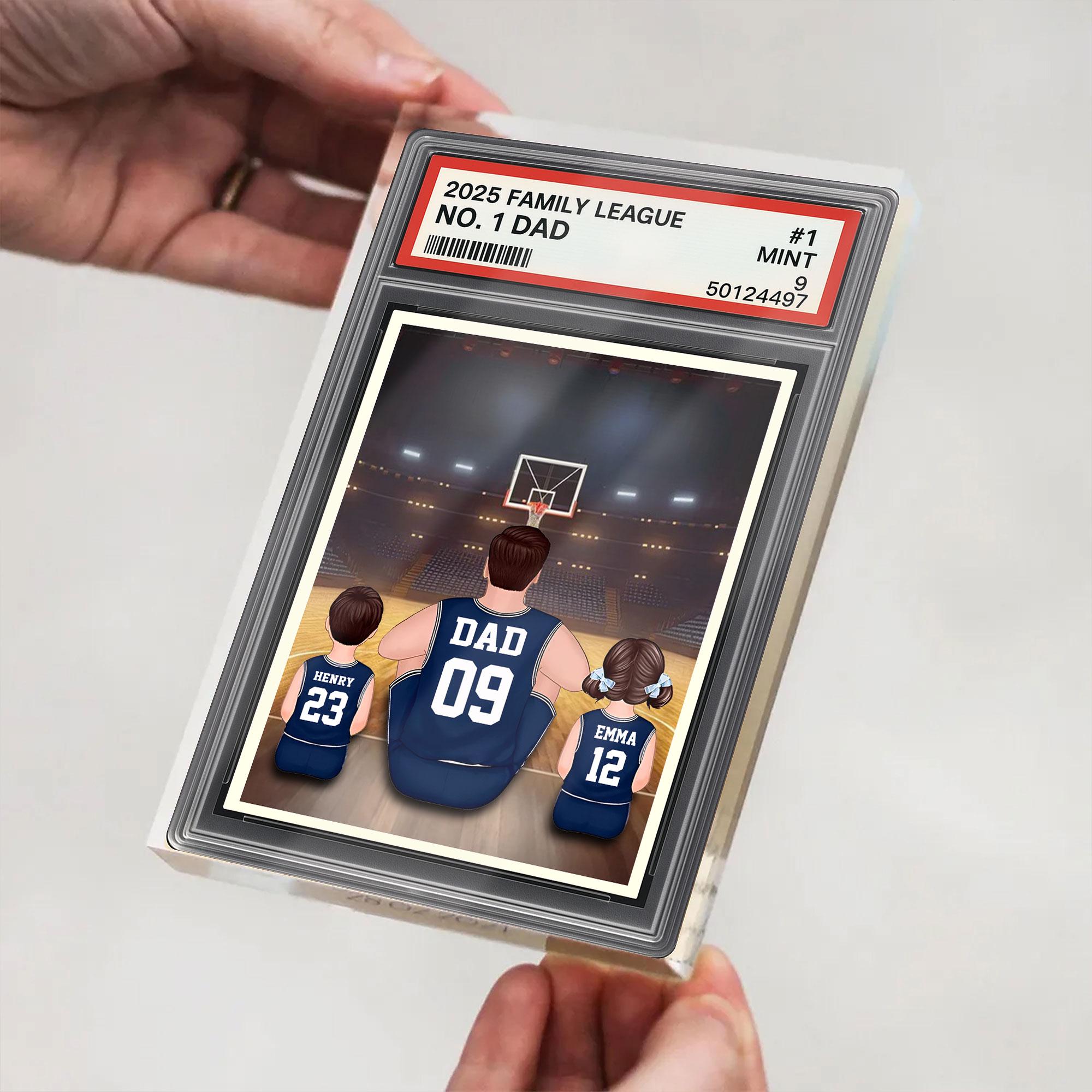 Basketball No.1 Dad Man And Kids Trading Card Style Personalized Acrylic Block, Fathers Day Gift For Basketball Dad, ...