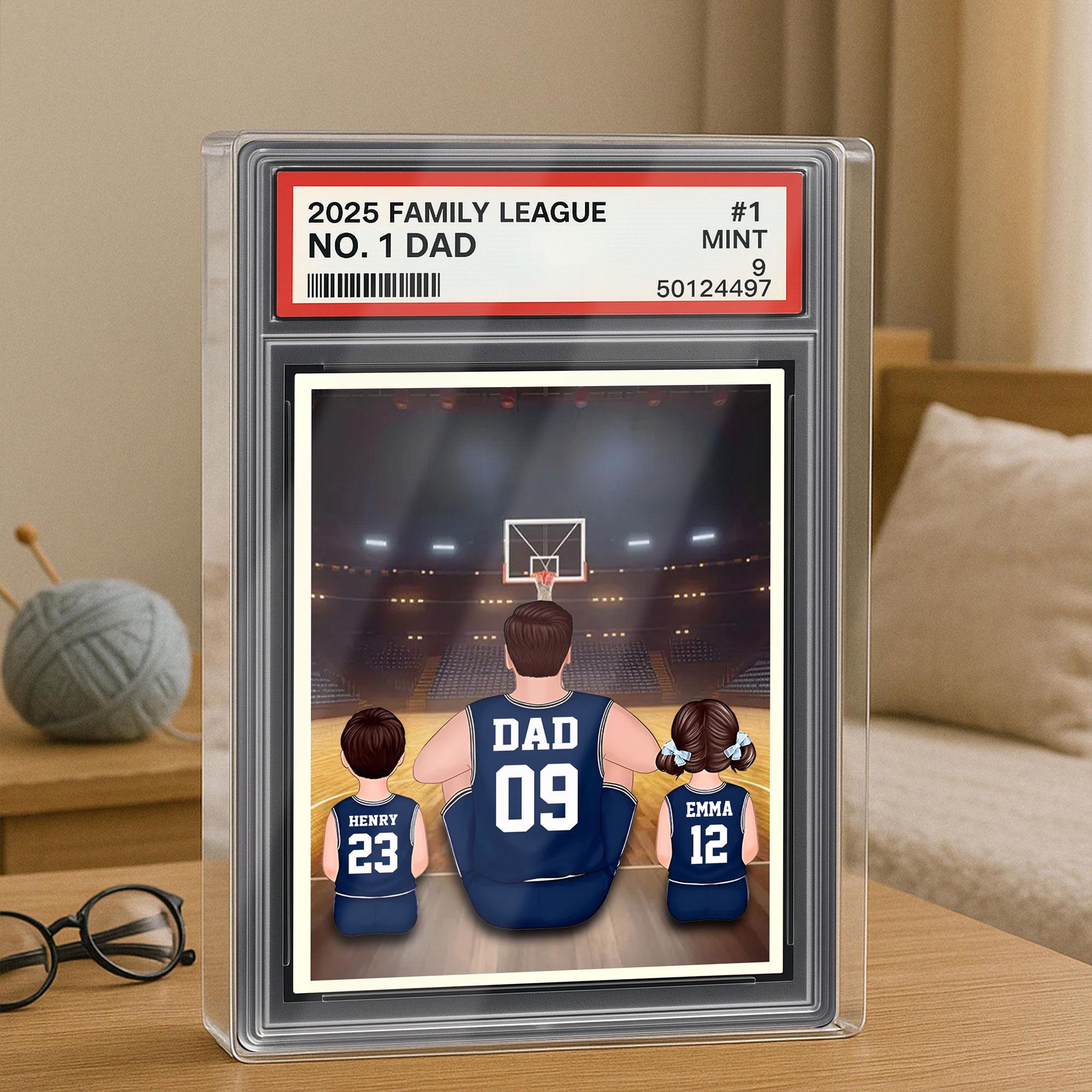 Basketball No.1 Dad Man And Kids Trading Card Style Personalized Acrylic Block, Fathers Day Gift For Basketball Dad, ...