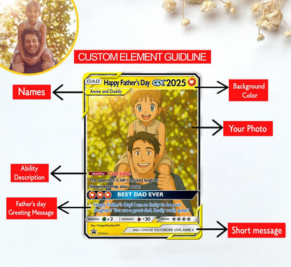 Personalized Father's Day Poke Card, Custom Photo Art Card, Best Dad Wallet Card Gift For Dad, Father's Day Gift From...