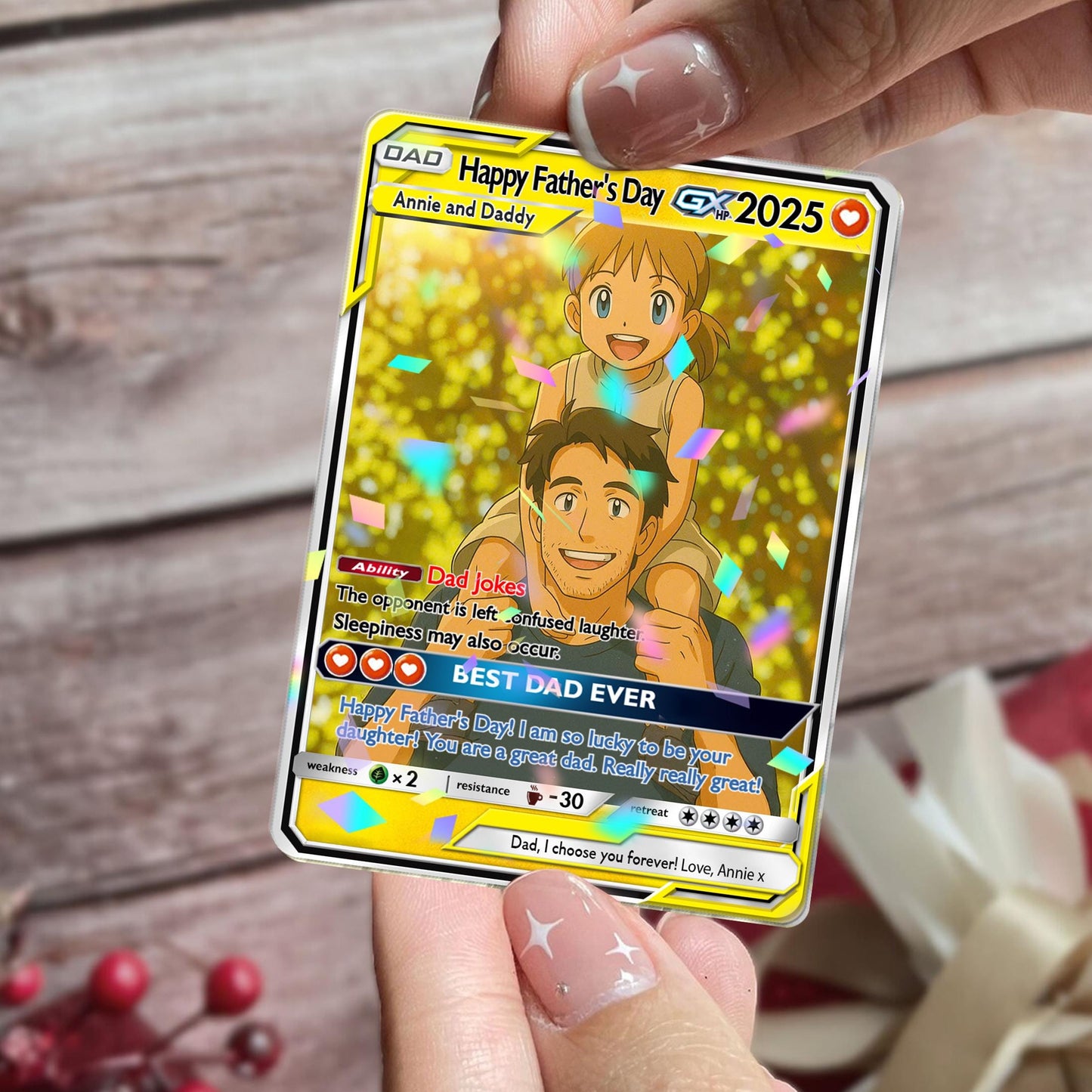 Personalized Father's Day Poke Card, Custom Photo Art Card, Best Dad Wallet Card Gift For Dad, Father's Day Gift From...