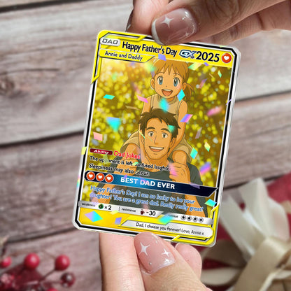 Personalized Father's Day Poke Card, Custom Photo Art Card, Best Dad Wallet Card Gift For Dad, Father's Day Gift From...