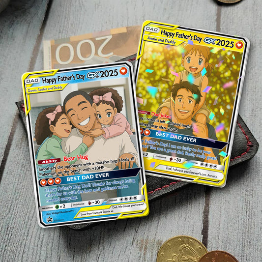 Personalized Father's Day Poke Card, Custom Photo Art Card, Best Dad Wallet Card Gift For Dad, Father's Day Gift From...