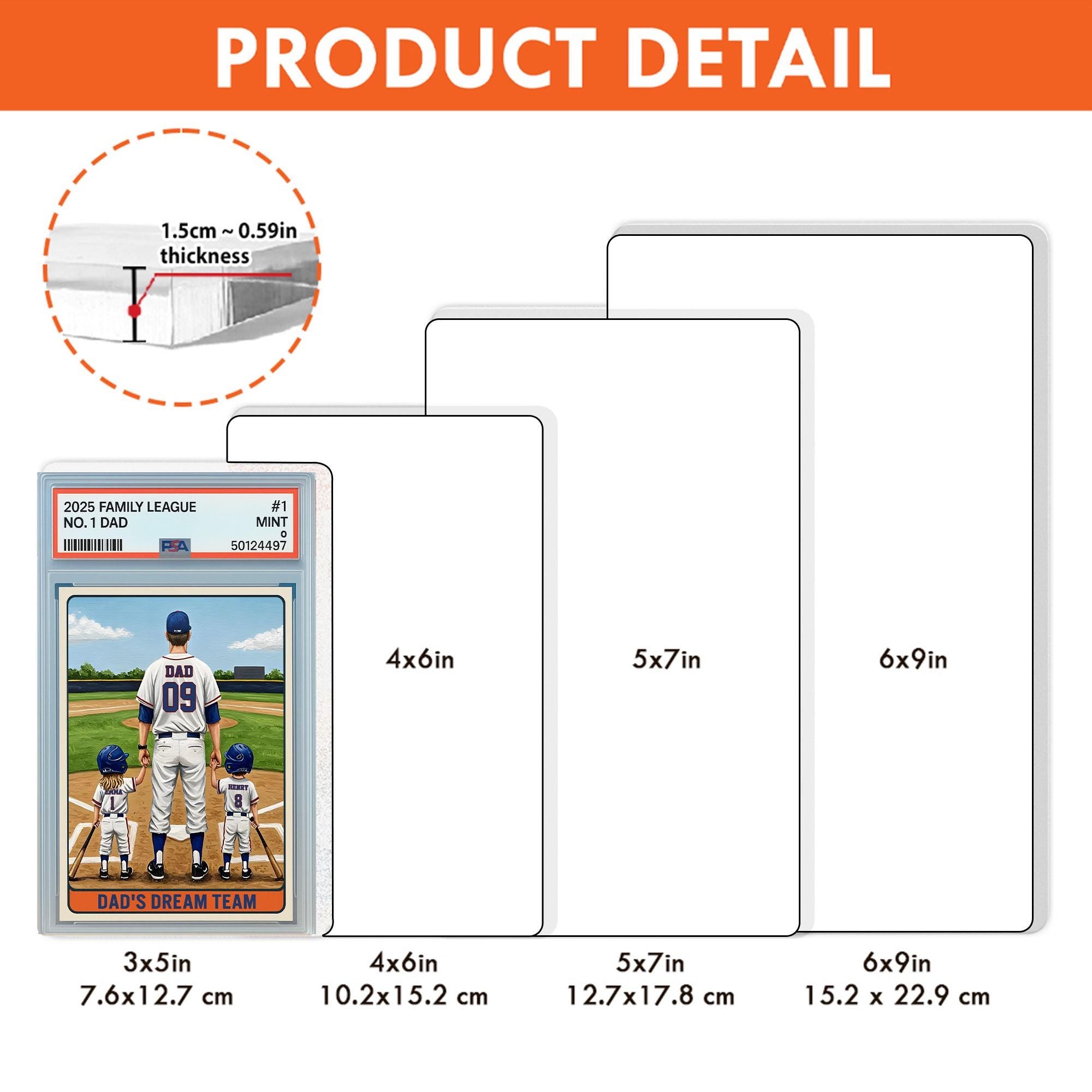 Baseball No. 1 Dad Man And Kids Trading Card Style Personalized Acrylic Block, Dad Plaque, Father's Day Gift for Base...