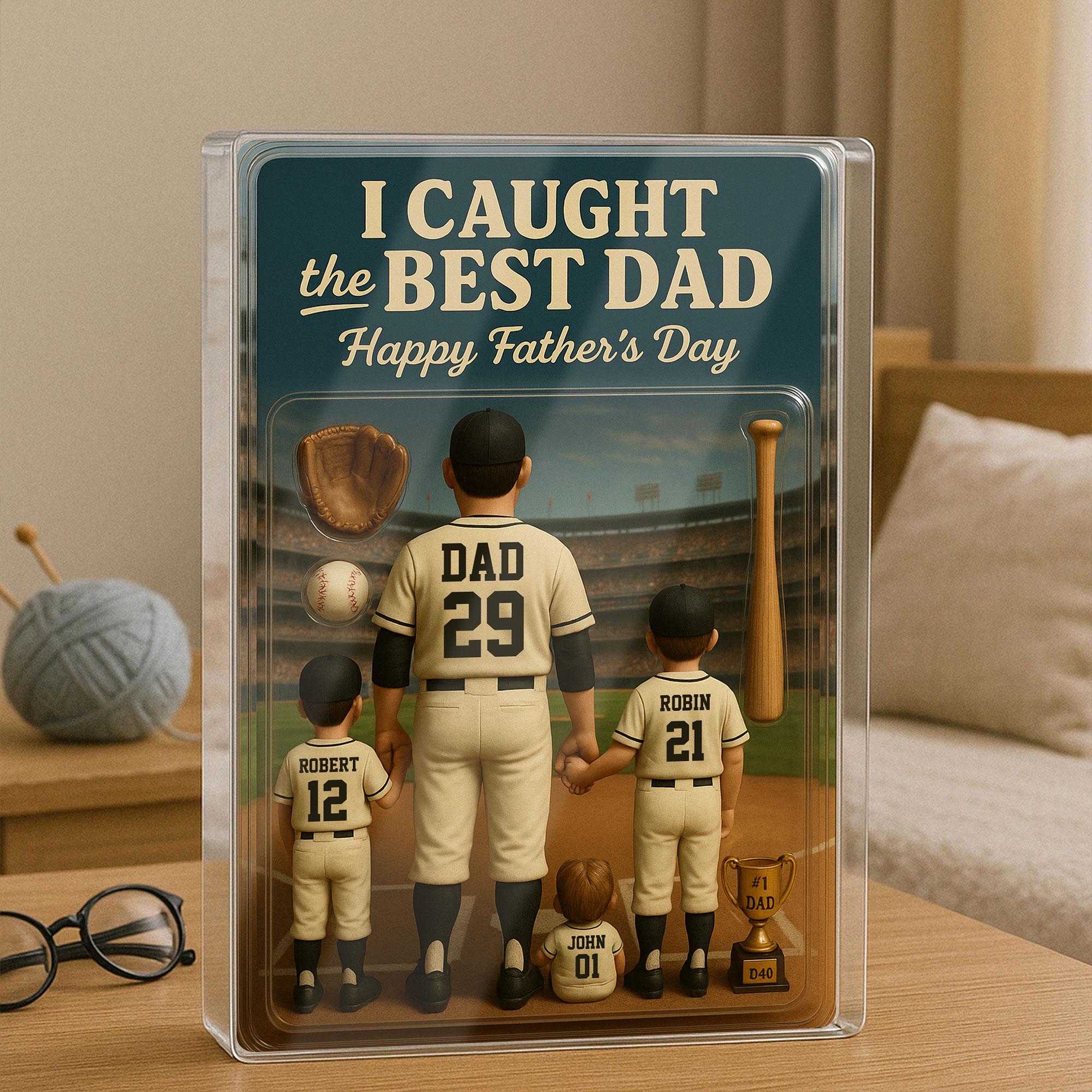 Baseball No. 1 Dad Man And Kids Trading Card Style Personalized Acrylic Block, Dad Acrylic Plaque, Father's Day Gift ...