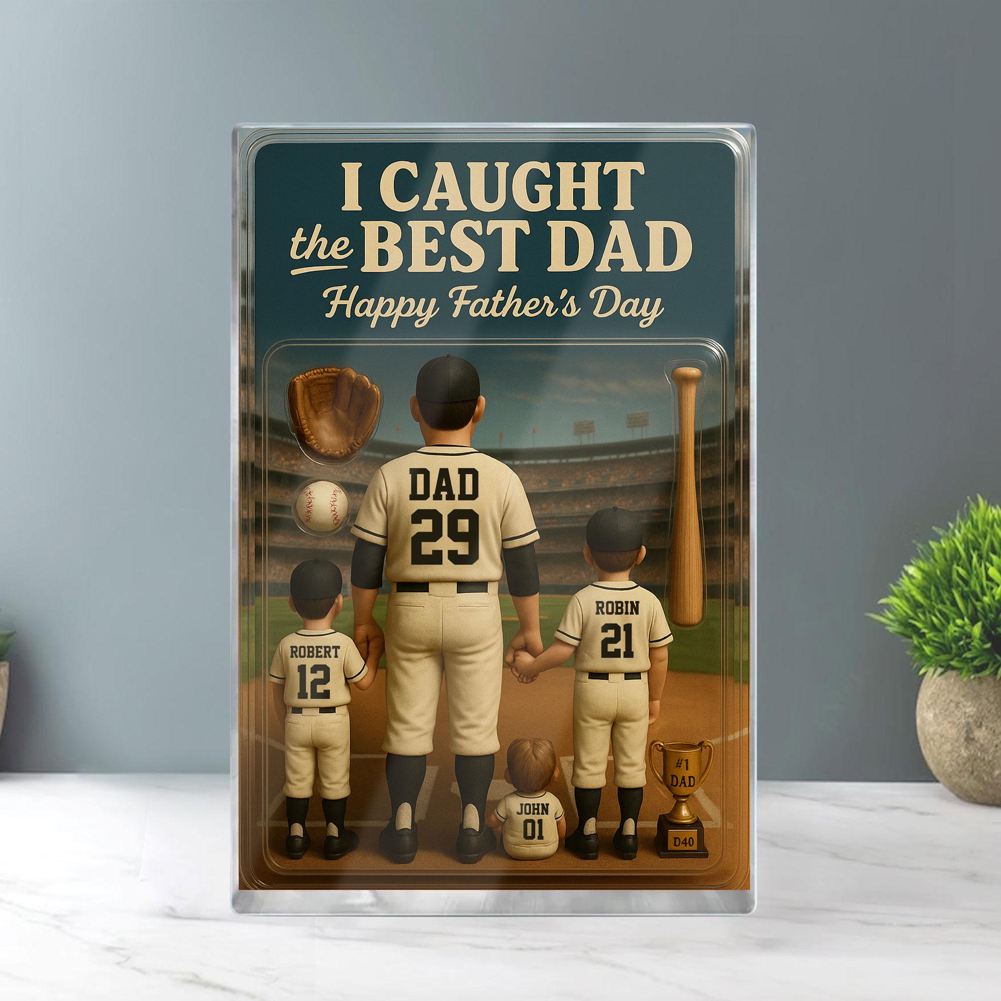 Baseball No. 1 Dad Man And Kids Trading Card Style Personalized Acrylic Block, Dad Acrylic Plaque, Father's Day Gift ...