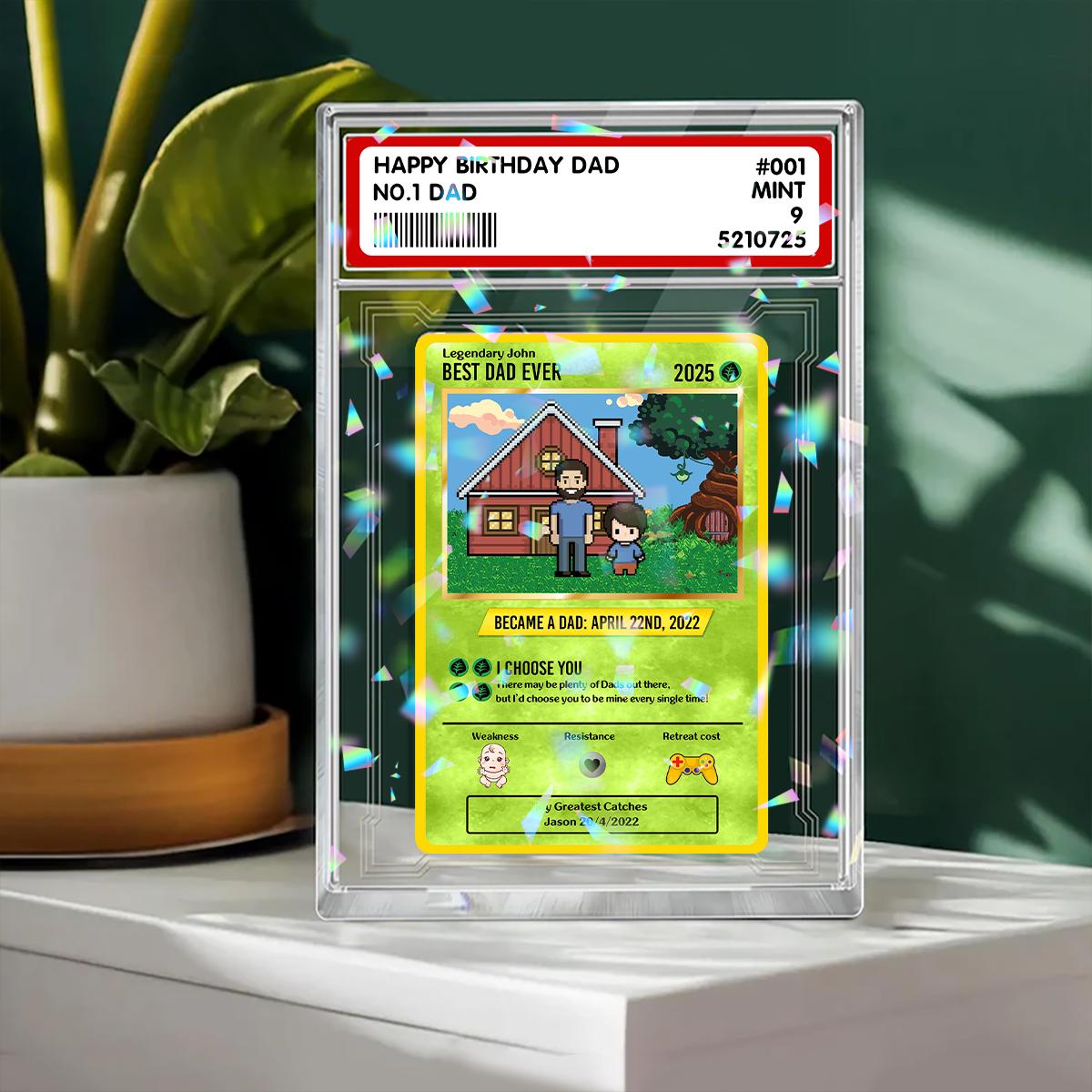 Personalized Poke Father's Day Card, Personalized Father's Day Anime Card, Best Dad Ever Hologram Card Anime-Inspired...