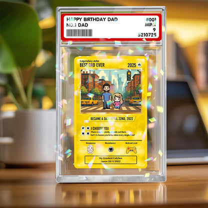 Personalized Poke Father's Day Card, Personalized Father's Day Anime Card, Best Dad Ever Hologram Card Anime-Inspired...