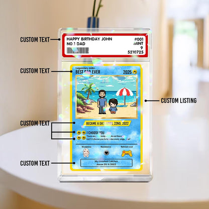 Personalized Poke Father's Day Card, Personalized Father's Day Anime Card, Best Dad Ever Hologram Card Anime-Inspired...