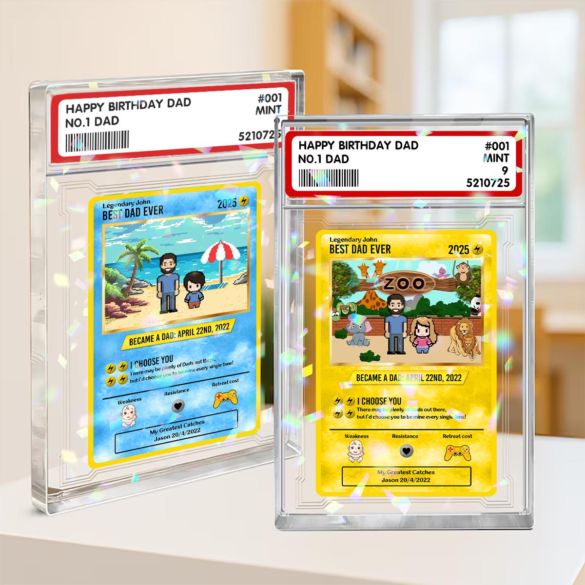 Personalized Poke Father's Day Card, Personalized Father's Day Anime Card, Best Dad Ever Hologram Card Anime-Inspired...