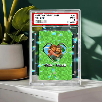 Personalized Father's Day Dadcraft Card, Custom Photo Dad And Kid Hologram Ornament, Best Dad Ever Gifts, Gamer Dadcr...