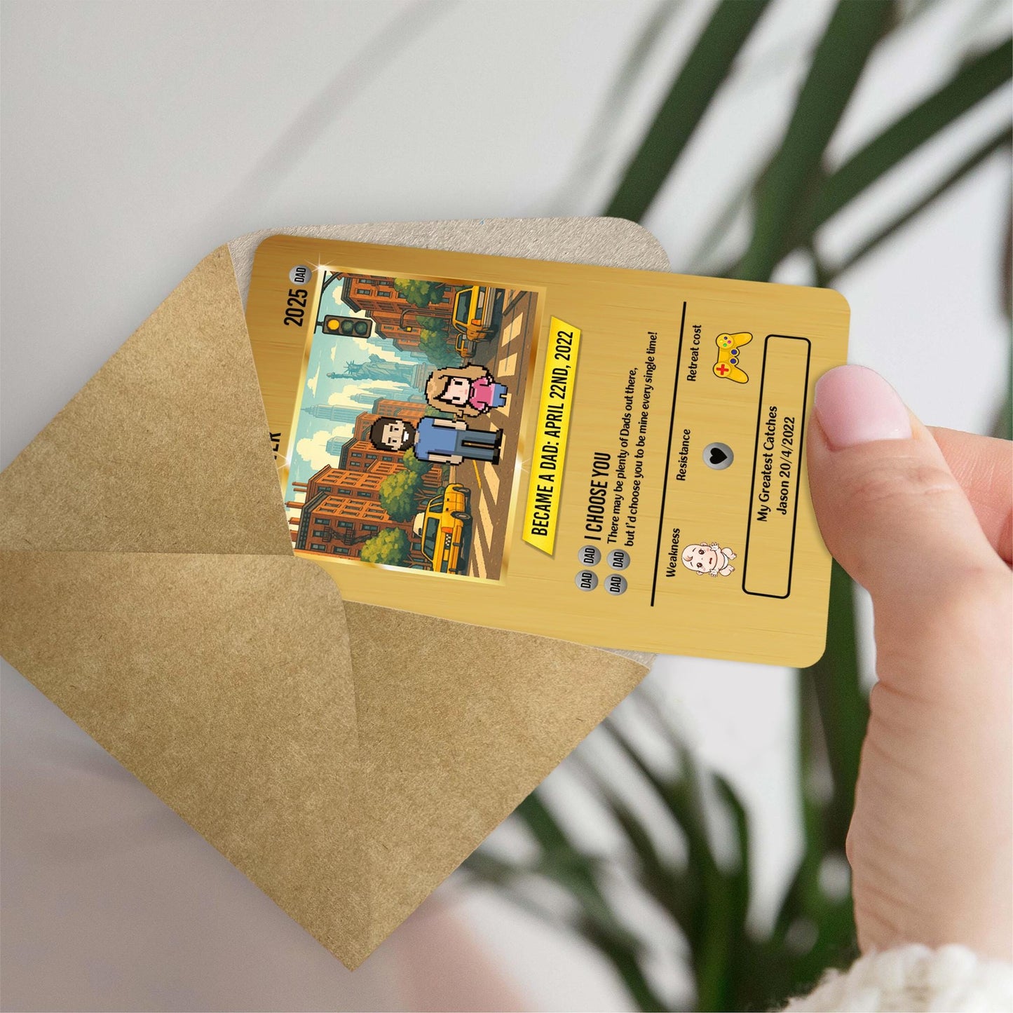 Custom Pixel Art Dad Card – Unique Father's Day Gift, Personalized Wallet Insert for Dad's Special Day, Custom Dad Me...