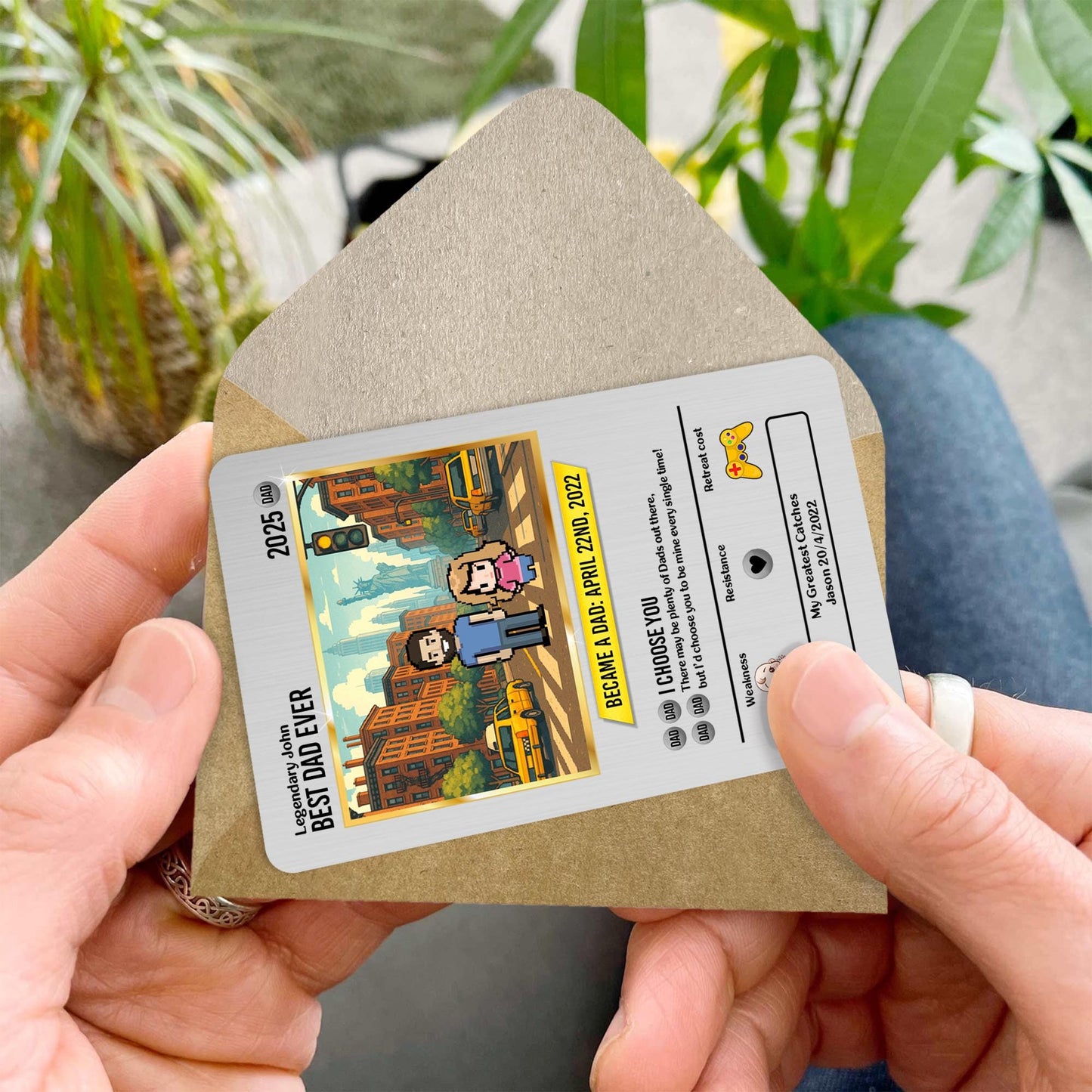 Custom Pixel Art Dad Card – Unique Father's Day Gift, Personalized Wallet Insert for Dad's Special Day, Custom Dad Me...