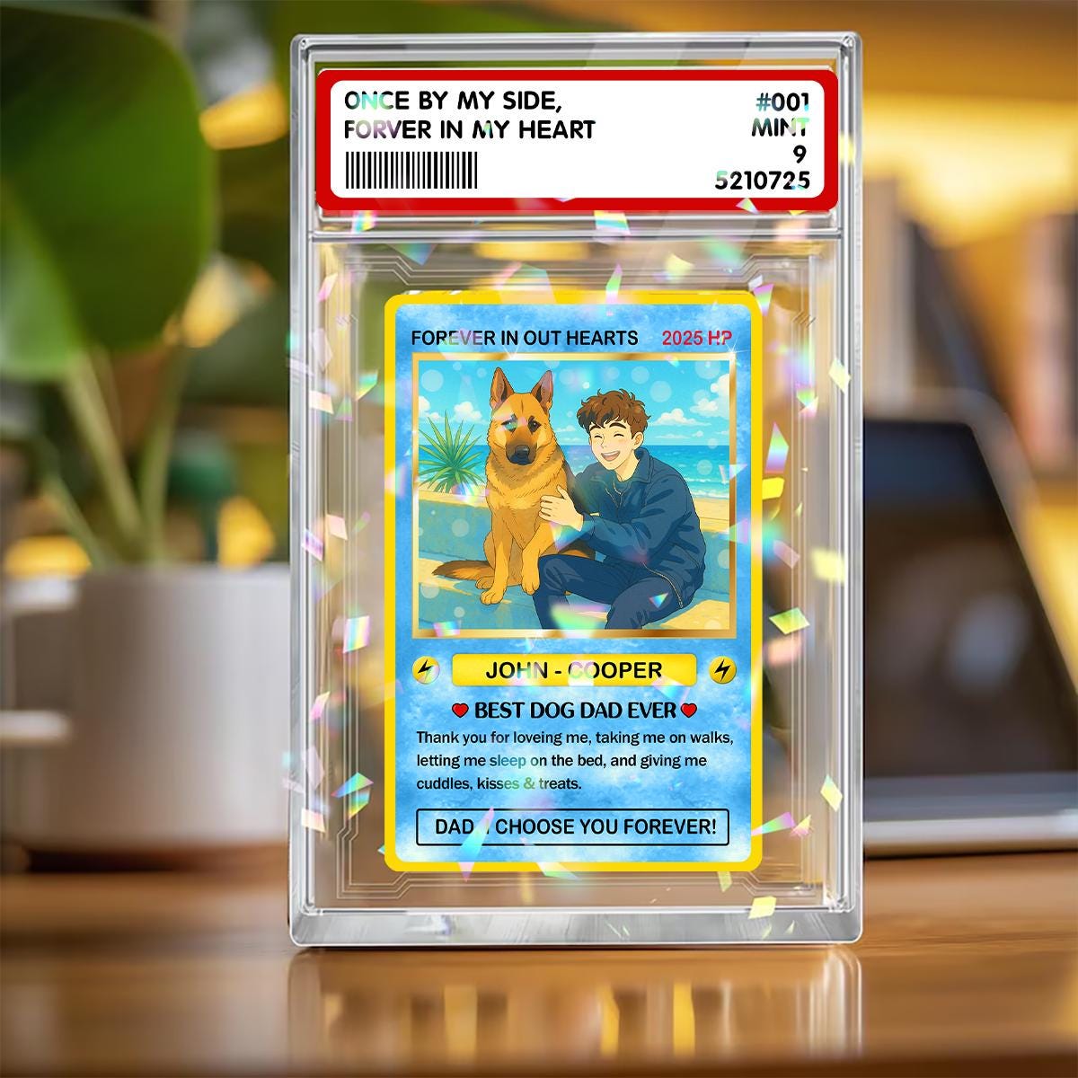 Personalized Poke Dog Hologram Plaque, Anime Style Dog Dad Card, Personalized Pet Trading Card for Dog lovers, Custom...