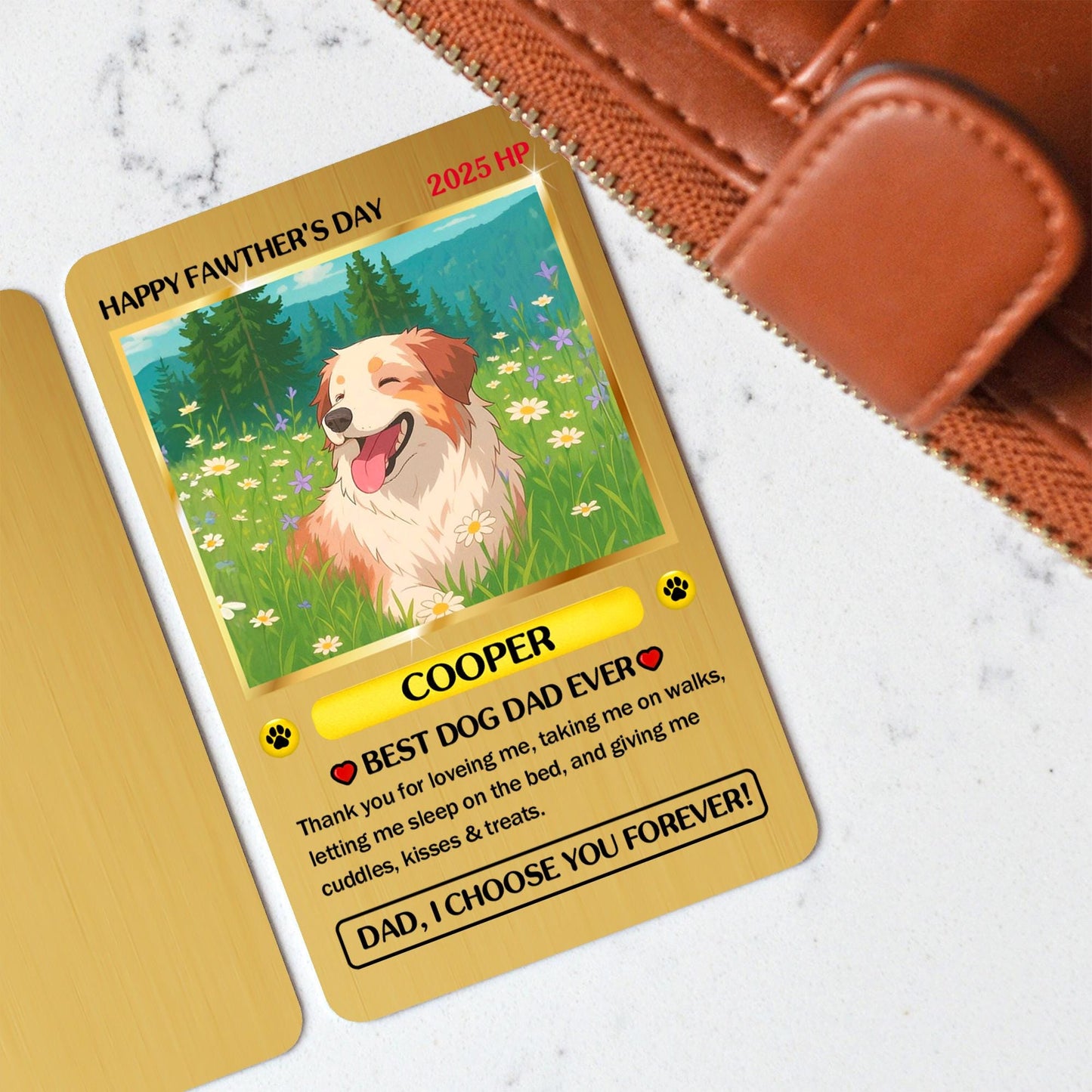 Custom Poke Dog Card, Funny father's Day gift from Dog, Pet Lover Gift for Dad, I Choose You Forever, Cute Puppy Trad...
