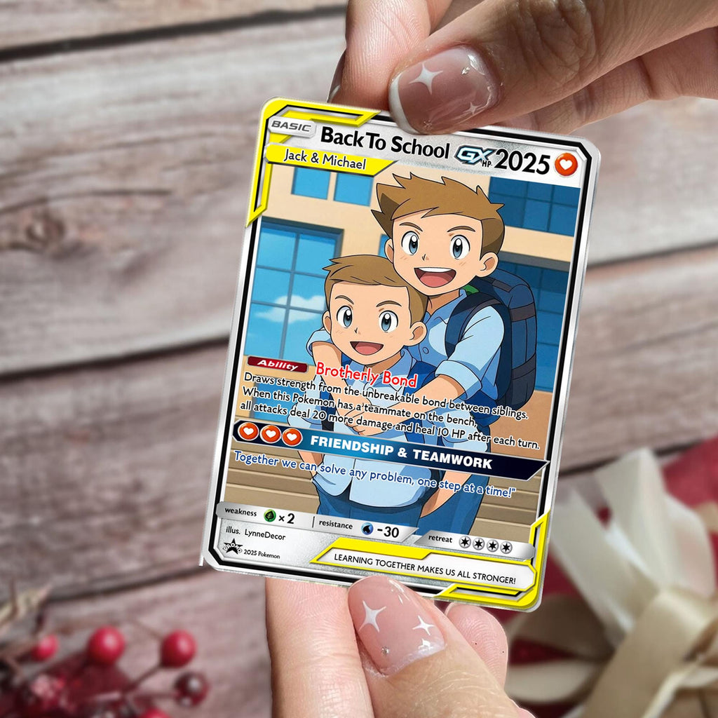 Personalized Pokémon Back to School Card for Kids, Custom Anime Style Student Gift, First Day of School Card for Boy Girl,Name Keepsake Gift