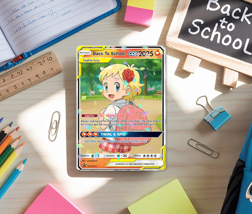 Personalized Pokemon Back to School Card, Custom Anime Style Student Gift, First Day of School Card, Custom Card for Kids, Gift for Boy Girl