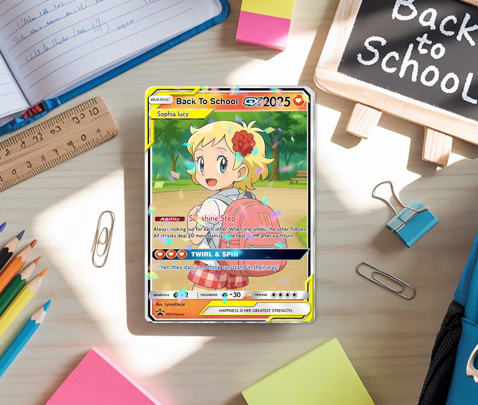 Personalized Pokémon Back to School Card for Kids, Custom Anime Style Student Gift, First Day of School Card for Boy Girl,Name Keepsake Gift