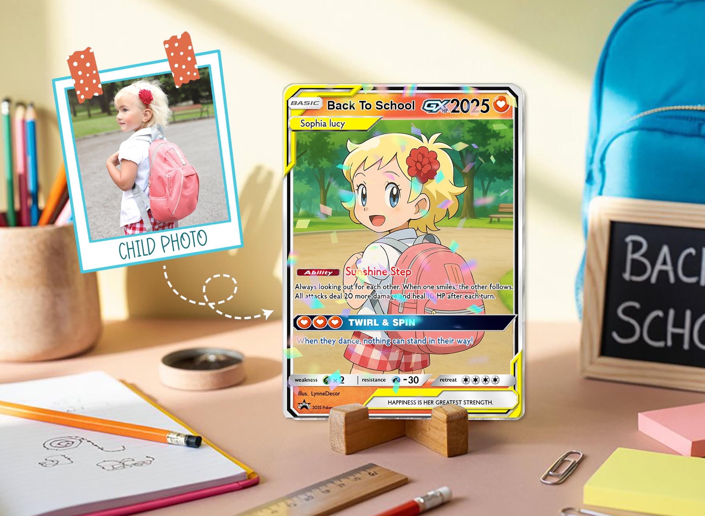 Personalized Pokemon Back to School Card, Custom Anime Style Student Gift, First Day of School Card, Custom Card for Kids, Gift for Boy Girl
