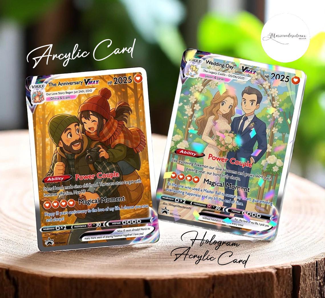 Personalized Anime-Inspired Anniversary Card, Custom Couple Photo Card, Wedding or Anniversary Gift, Cute Card for Hi...