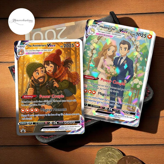 Personalized Anime-Inspired Anniversary Card, Custom Couple Photo Card, Wedding or Anniversary Gift, Cute Card for Hi...
