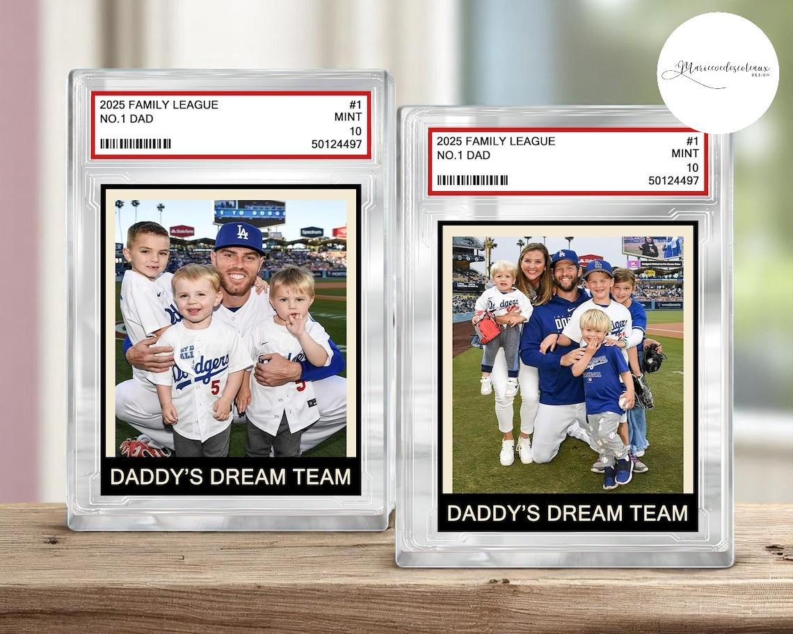 Personalized Family Photo Trading Card Acrylic Block – Father's Day Gift for Baseball Dad, #1 Dad Sports Keepsake, Cu...