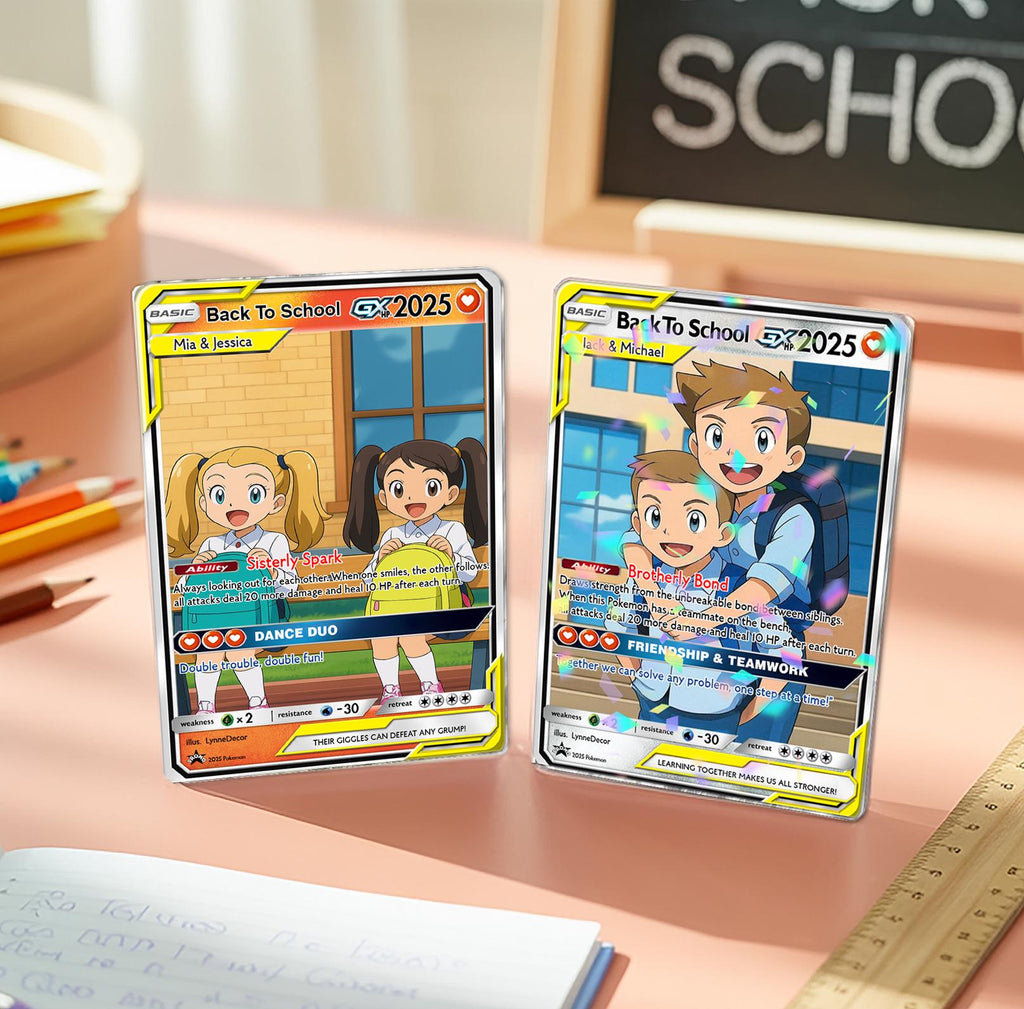 Personalized Pokémon Back to School Card for Kids, Custom Anime Style Student Gift, First Day of School Card for Boy Girl,Name Keepsake Gift