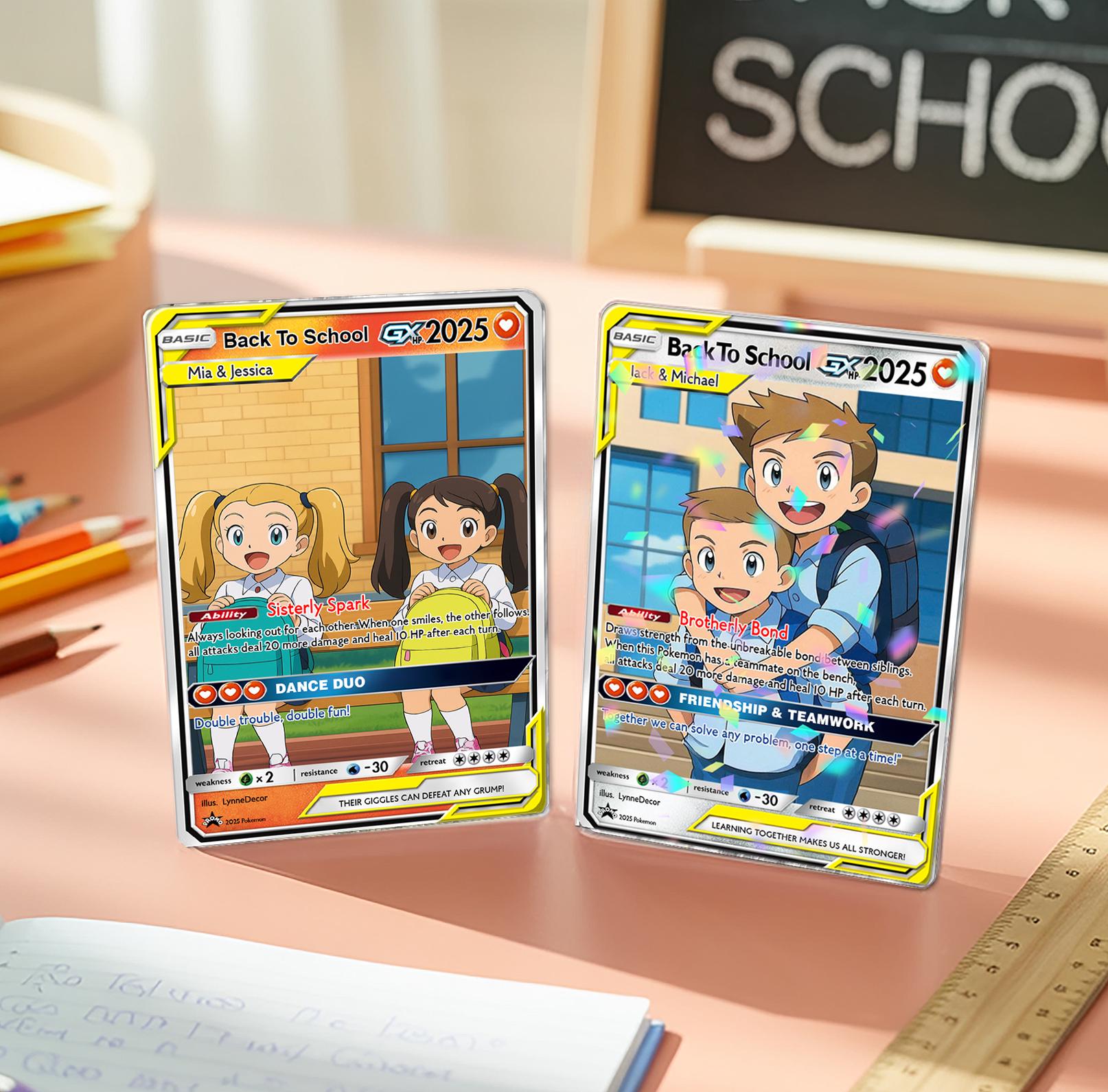 Personalized Pokémon Back to School Card for Kids, Custom Anime Style Student Gift, First Day of School Card for Boy Girl,Name Keepsake Gift