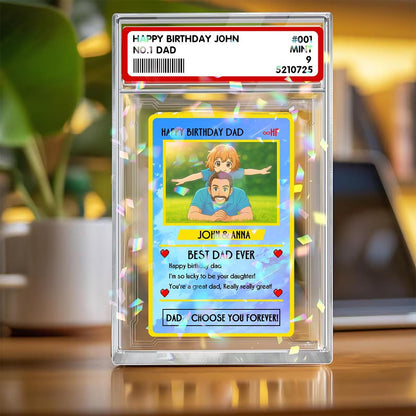 Personalized Father's Day Pokedad Card, Personalized Anime Acrylic Block for Dad, Custom Best Dad Ever Card, Foil Des...