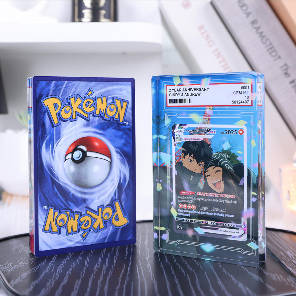 Personalized Pokemon Anniversary Card, Custom Photo Acrylic Plaque, Anime Wedding Card, Anniversary Gift, Gift for Him, Valentine's Day Gift