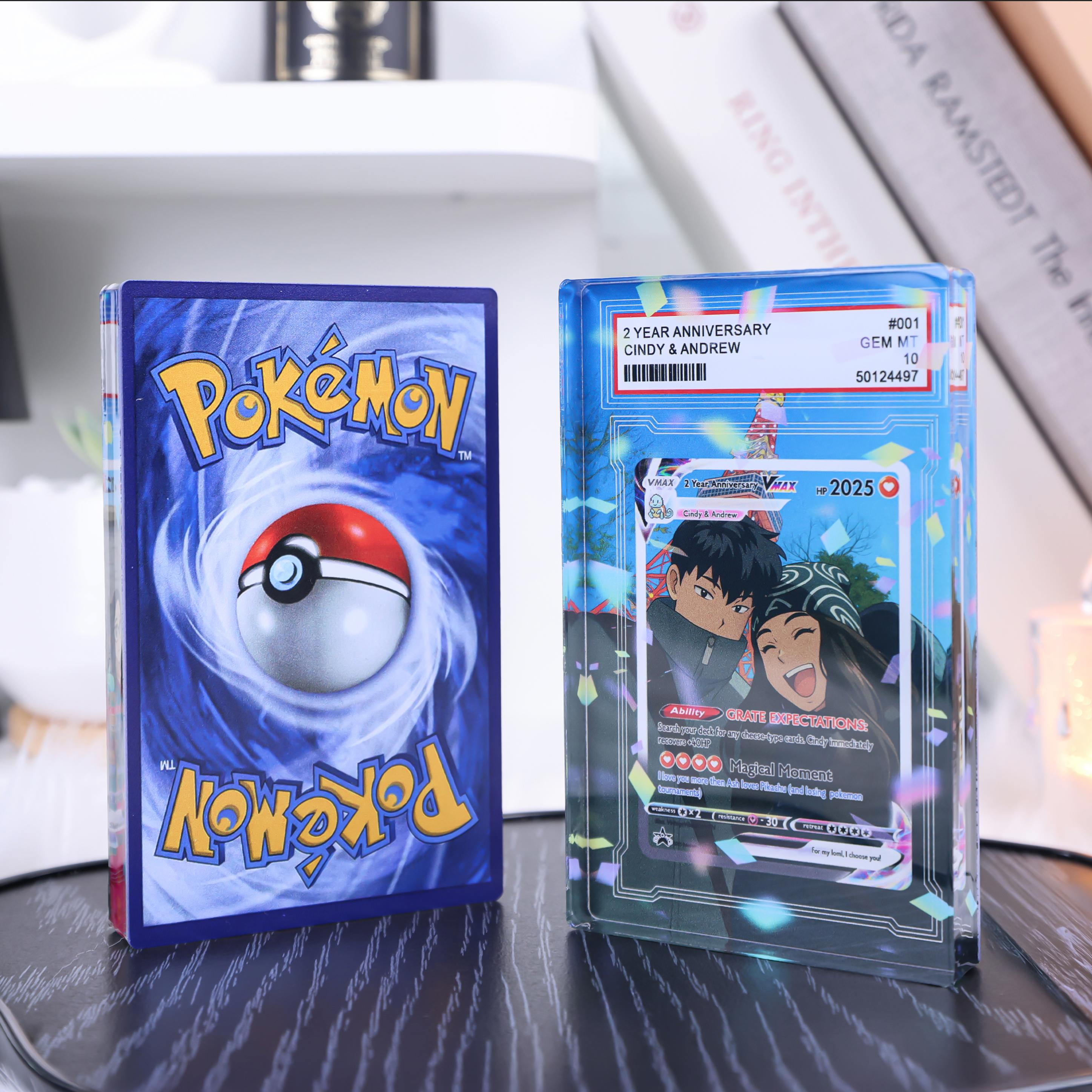 Personalized Pokemon Anniversary Card, Custom Photo Acrylic Plaque, Anime Wedding Card, Anniversary Gift, Gift for Him, Valentine's Day Gift