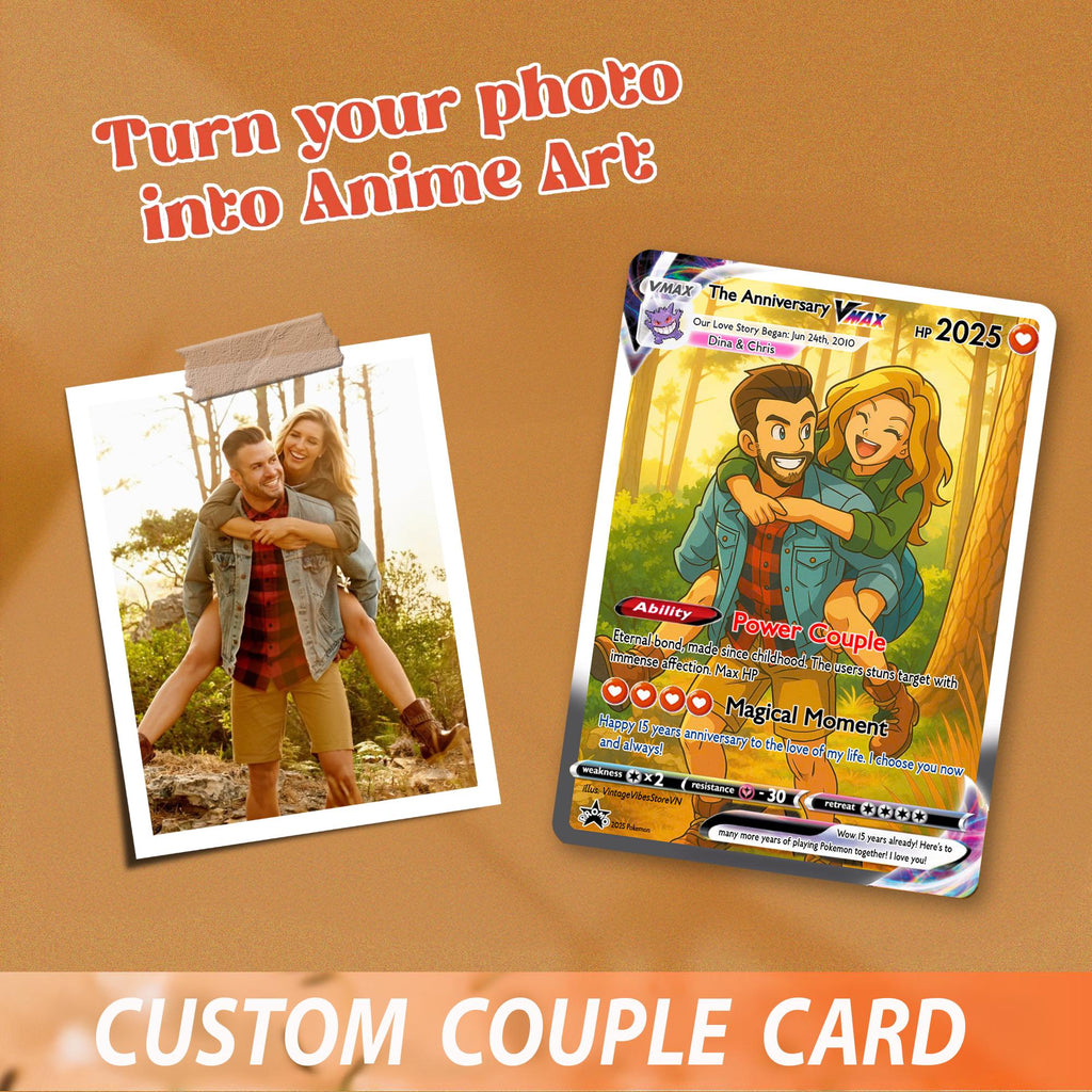 Personalized Pokemon Anniversary Card, Custom Anime Photo Acrylic Plaque, Anniversary Gift, Gift for Him, Gift for Her, Valentine's Day Gift