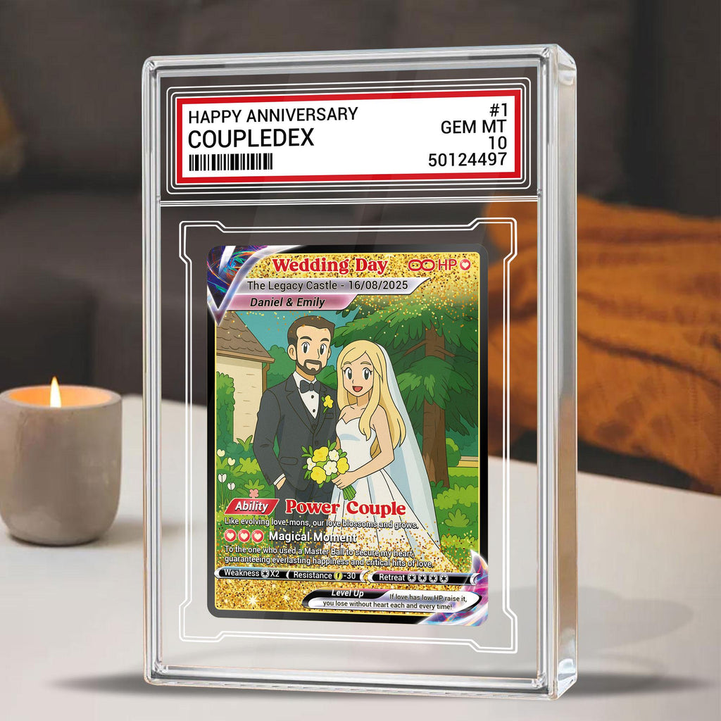 Custom Photo Couple Trading Card Gift, Anime-Inspired Wedding Keepsake, Personalized Acrylic Block, Anniversary Gift,...