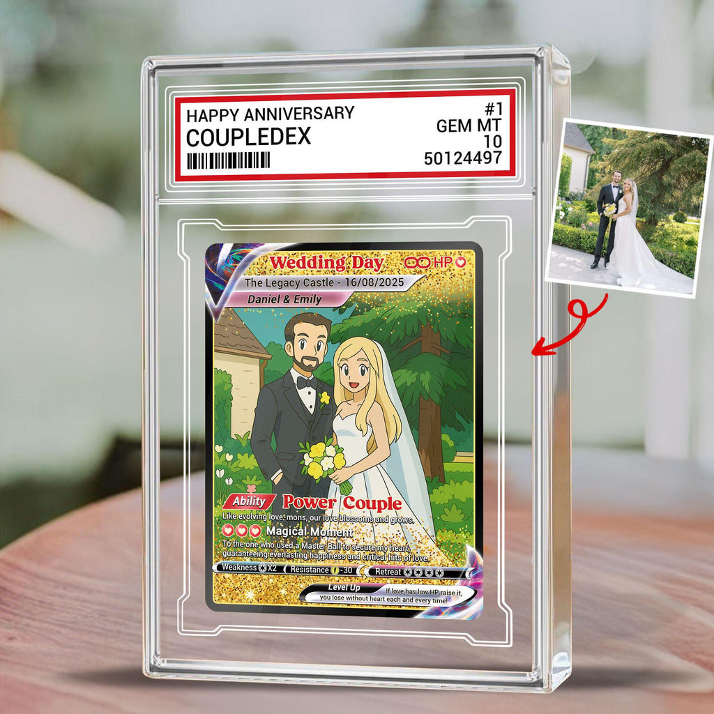 Custom Photo Couple Trading Card Gift, Anime-Inspired Wedding Keepsake, Personalized Acrylic Block, Anniversary Gift,...