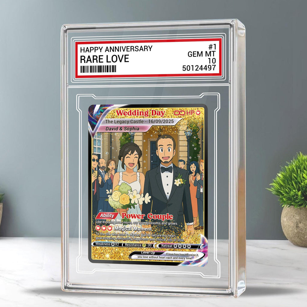 Custom Photo Couple Trading Card Gift, Anime-Inspired Wedding Keepsake, Personalized Acrylic Block, Couple Pokemo Fan...