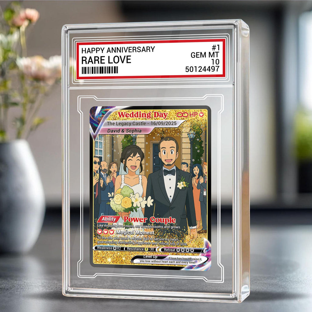 Custom Photo Couple Trading Card Gift, Anime-Inspired Wedding Keepsake, Personalized Acrylic Block, Couple Pokemo Fan...
