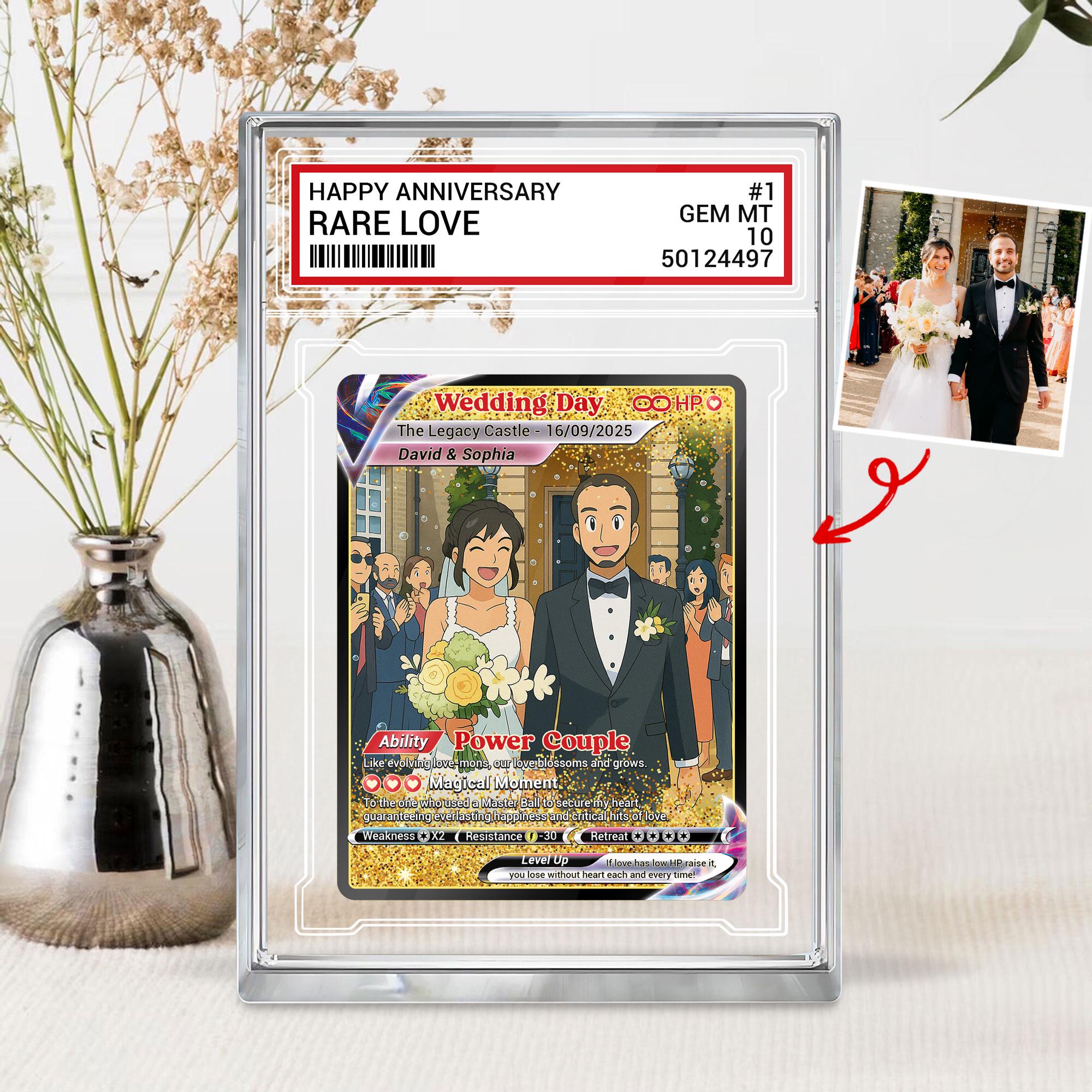 Custom Photo Couple Trading Card Gift, Anime-Inspired Wedding Keepsake, Personalized Acrylic Block, Couple Pokemo Fan...