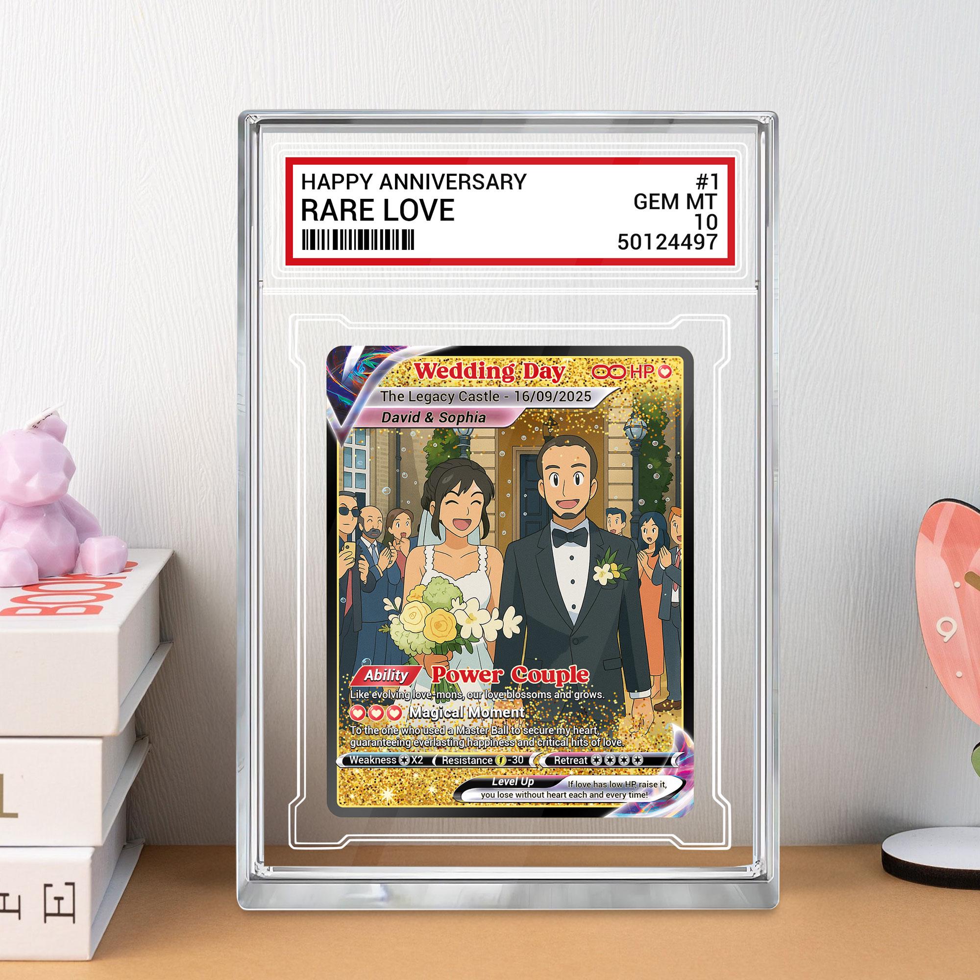 Custom Photo Couple Trading Card Gift, Anime-Inspired Wedding Keepsake, Personalized Acrylic Block, Couple Pokemo Fan...