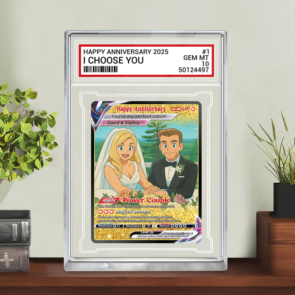 Custom Photo Couple Trading Card Gift, Anime-Inspired Wedding Keepsake, Couple Pokemo Fans, Personalized Acrylic Bloc...