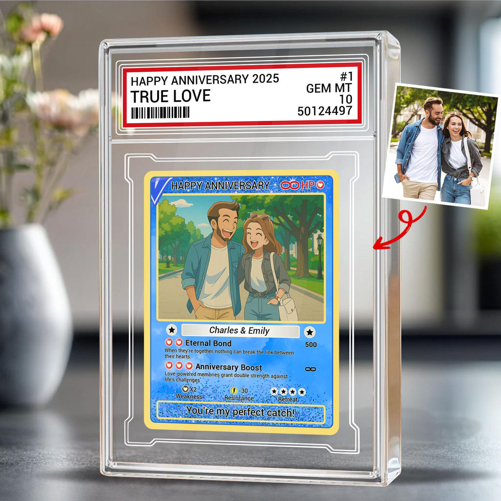 Custom Anniversary Trading Couple Card Acrylic Block, Romantic Keepsake, Personalized Photo Wedding Acrylic Plaque, A...