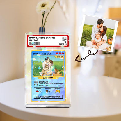 Custom Hologram Pokedad  Father's Day Card, Custom Photo Anime Trading Card, Gamer Dad Gift, 2D Effect Anime Card Box...