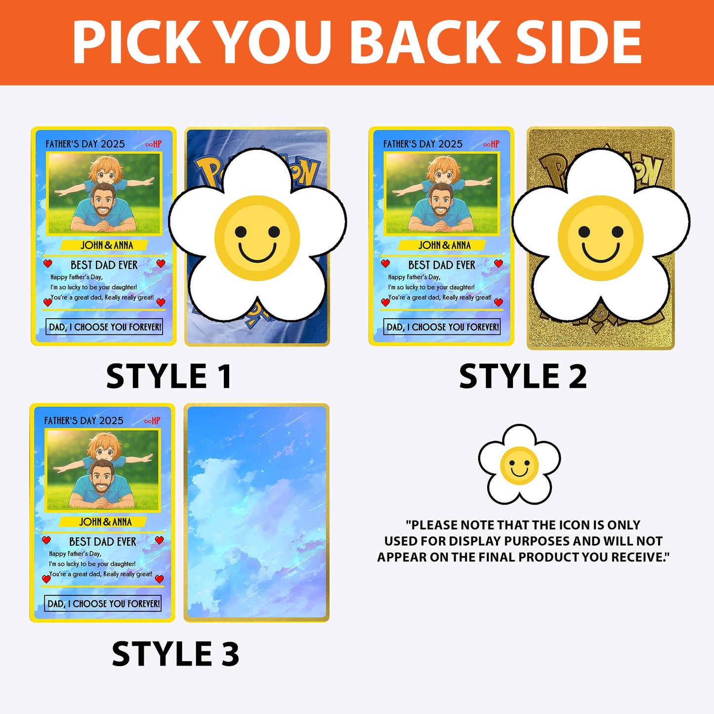 Custom Hologram Pokedad  Father's Day Card, Custom Photo Anime Trading Card, Gamer Dad Gift, 2D Effect Anime Card Box...