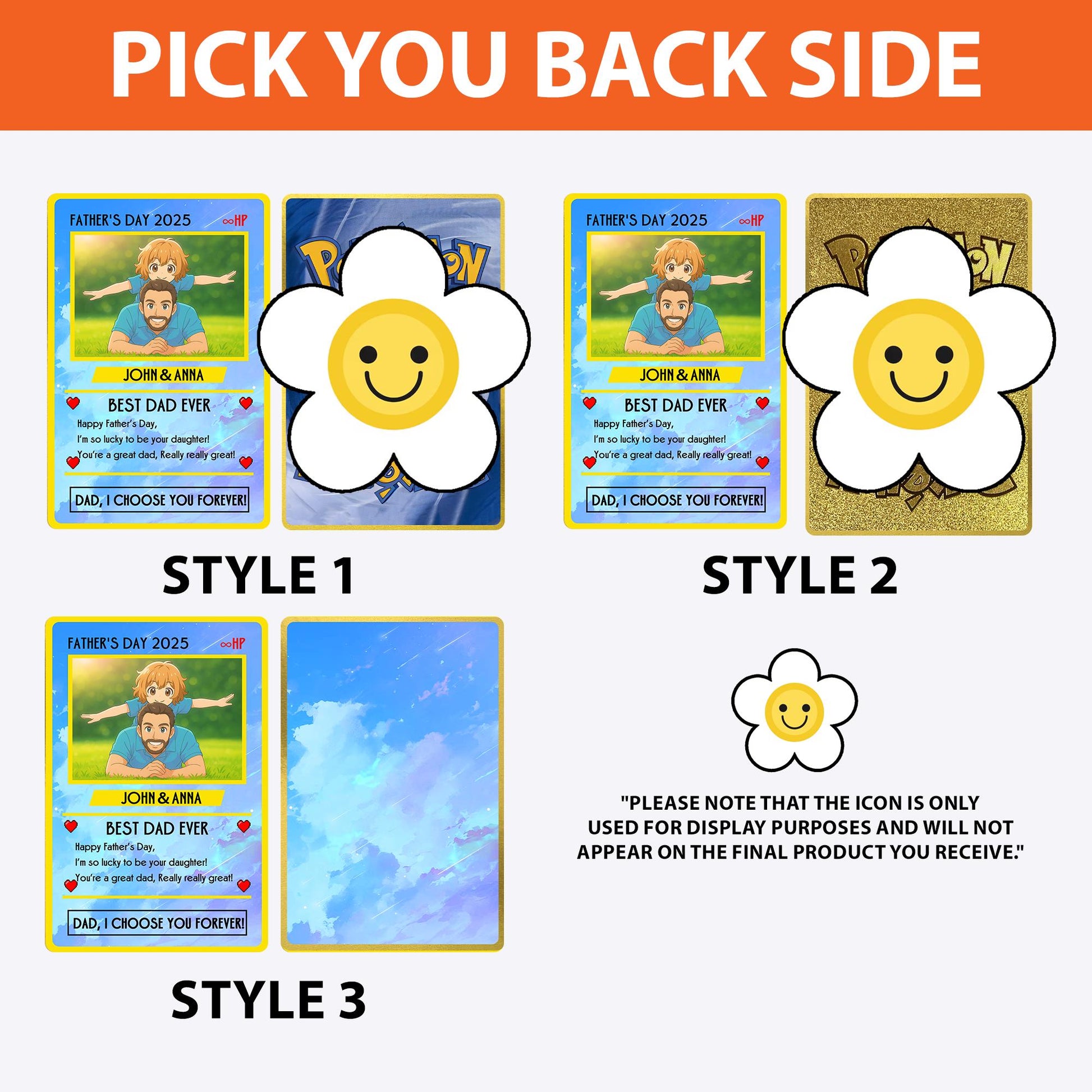 Custom Hologram Pokedad  Father's Day Card, Custom Photo Anime Trading Card, Gamer Dad Gift, 2D Effect Anime Card Box...